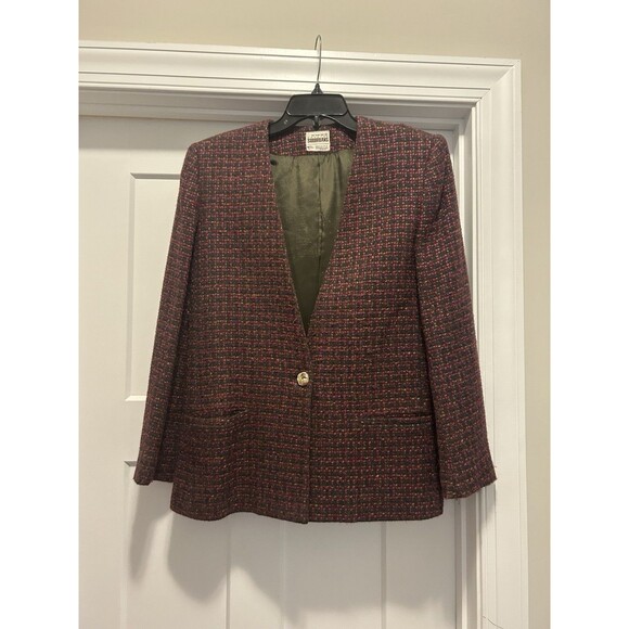 Vintage Country Suburbans Magenta Boucle Blazer Size 12 Boxy Fit Granola Hipster - Picture 1 of 4